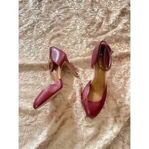 Shoes of‎ prey burgundy leather high heels closed toe size 9.5 WW